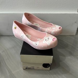 Mini Melissa glow in the dark pink moon and stars ballet flats NEW size 1 kids